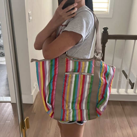 Lesportsac Rainbow Striped Tote Bag - Picture 5 of 5